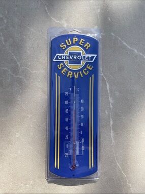 NWT Chevrolet Retro Blue Super Service Wall Thermometer